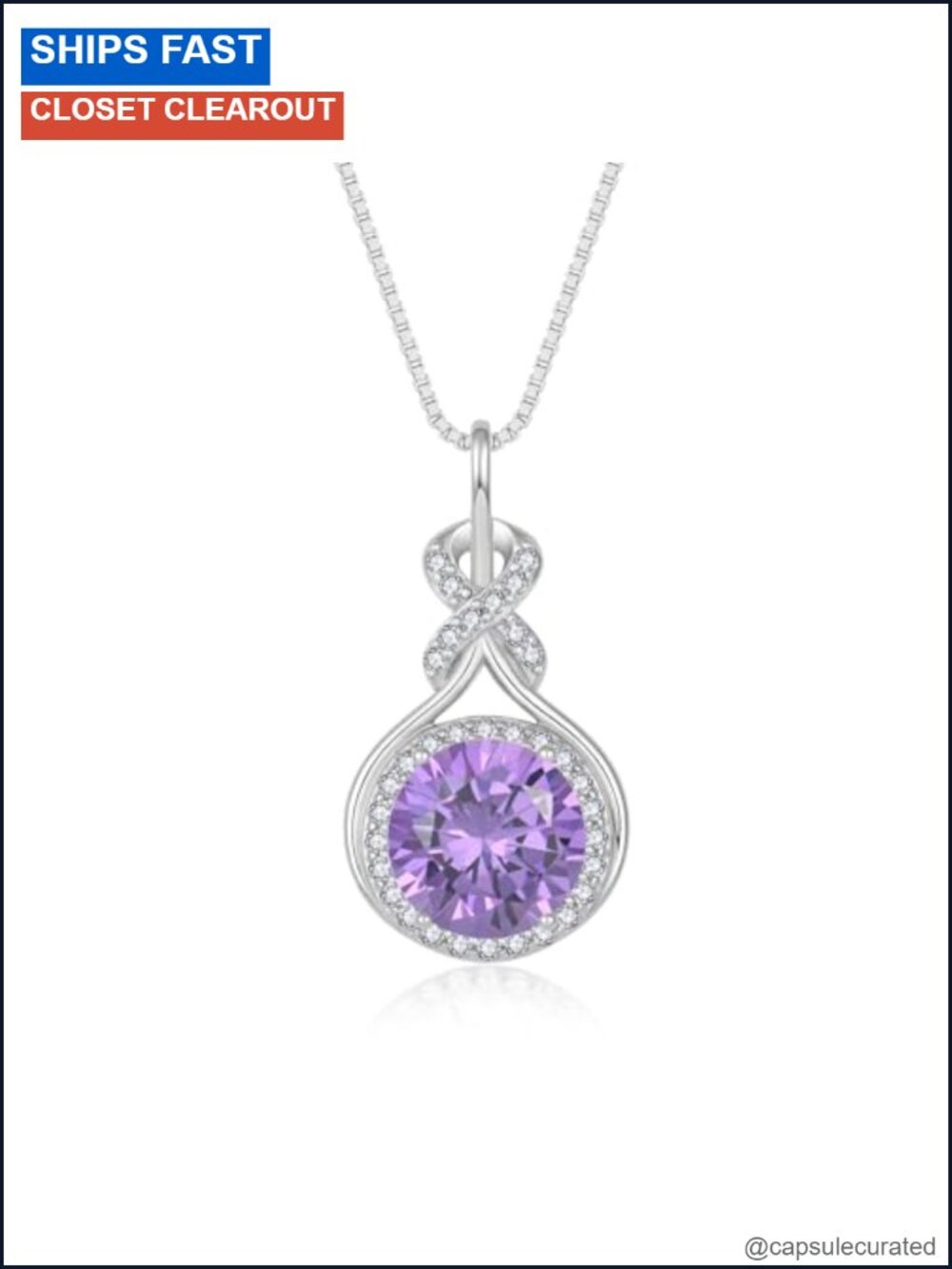 925 Sterling Silver Infinity Birthstone Pendant Necklace with Zircon, Gift for